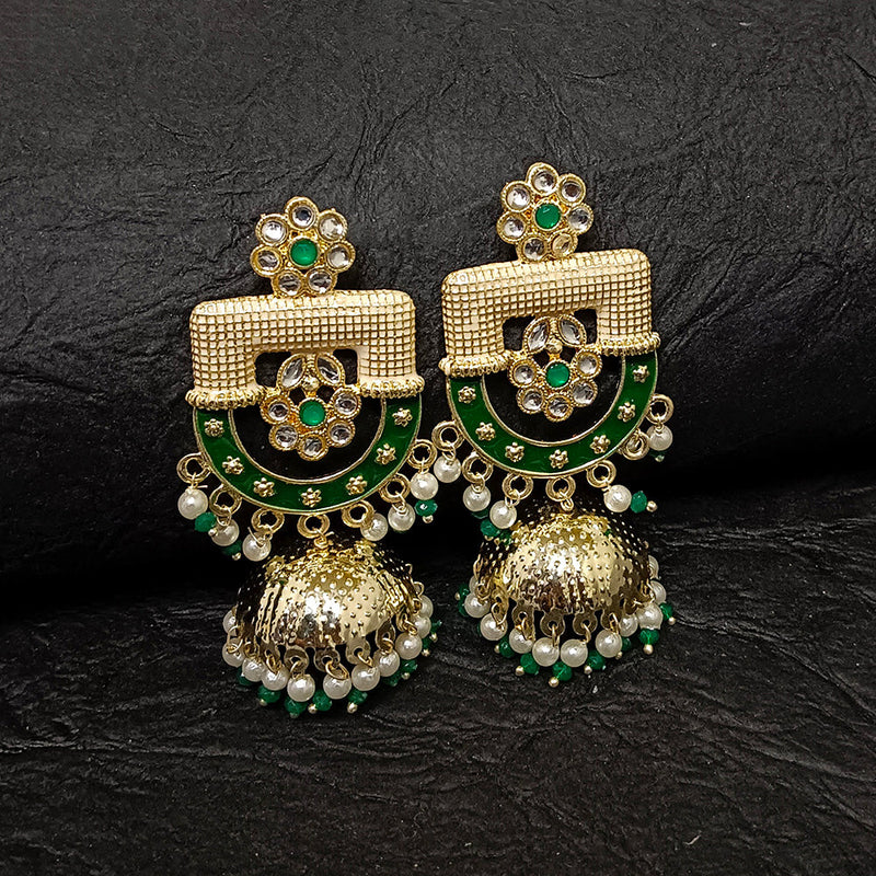 Darshana Jewels Gold Plated Meenakari Jhumki Earrings