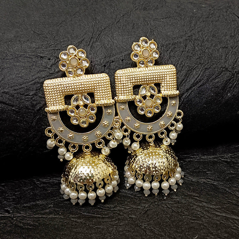 Darshana Jewels Gold Plated Meenakari Jhumki Earrings