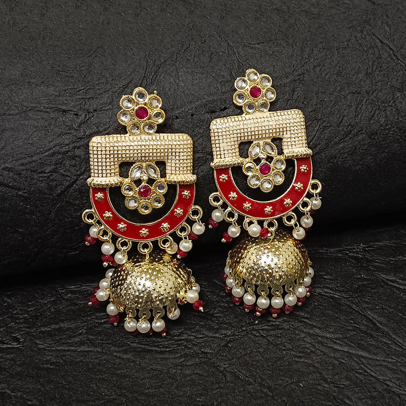 Darshana Jewels Gold Plated Meenakari Jhumki Earrings