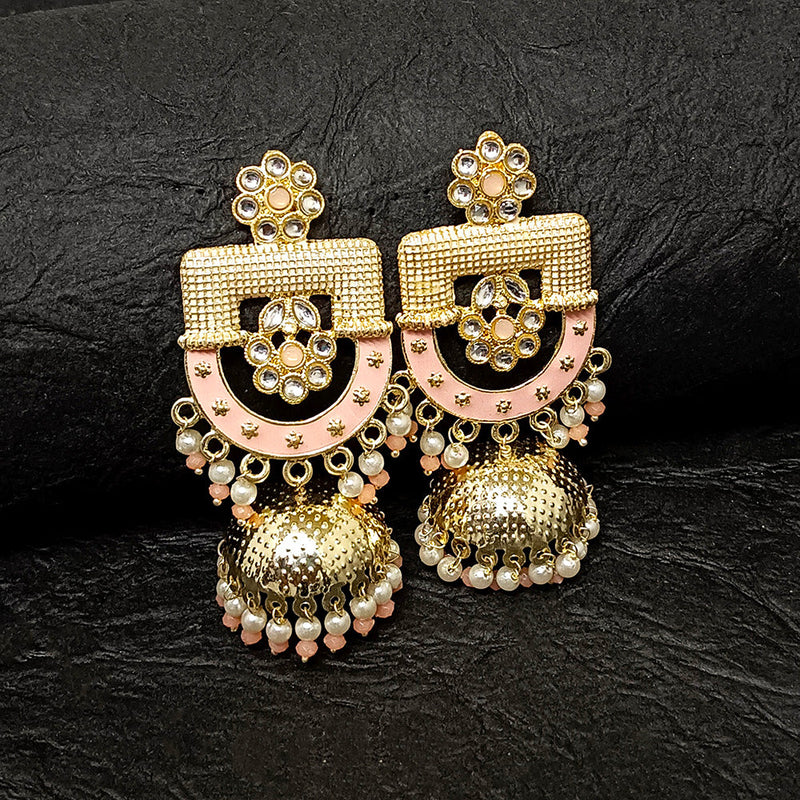 Darshana Jewels Gold Plated Meenakari Jhumki Earrings