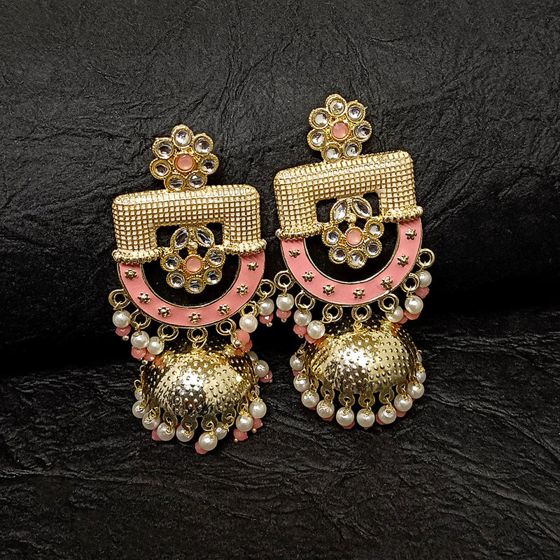 Darshana Jewels Gold Plated Meenakari Jhumki Earrings