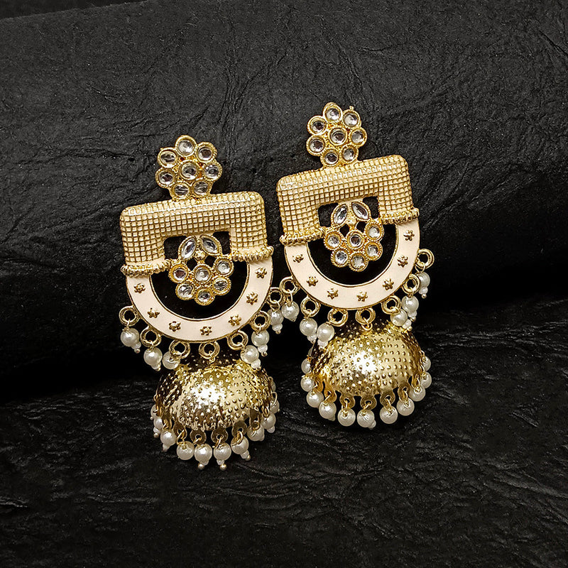 Darshana Jewels Gold Plated Meenakari Jhumki Earrings