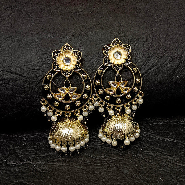 Darshana Jewels Gold Plated Meenakari Jhumki Earrings