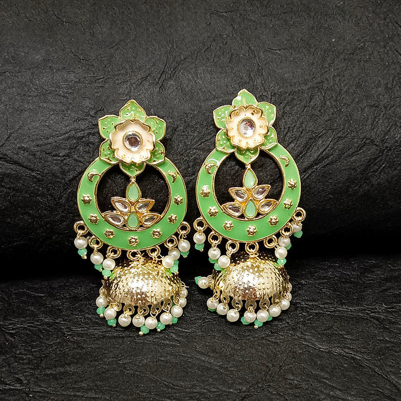 Darshana Jewels Gold Plated Meenakari Jhumki Earrings