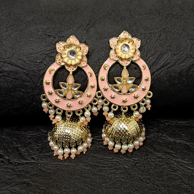 Darshana Jewels Gold Plated Meenakari Jhumki Earrings