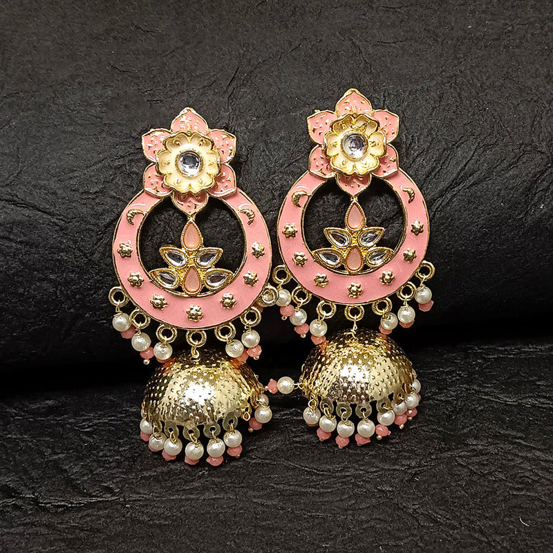 Darshana Jewels Gold Plated Meenakari Jhumki Earrings