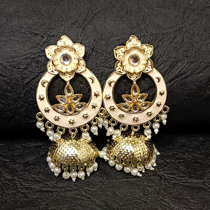 Darshana Jewels Gold Plated Meenakari Jhumki Earrings