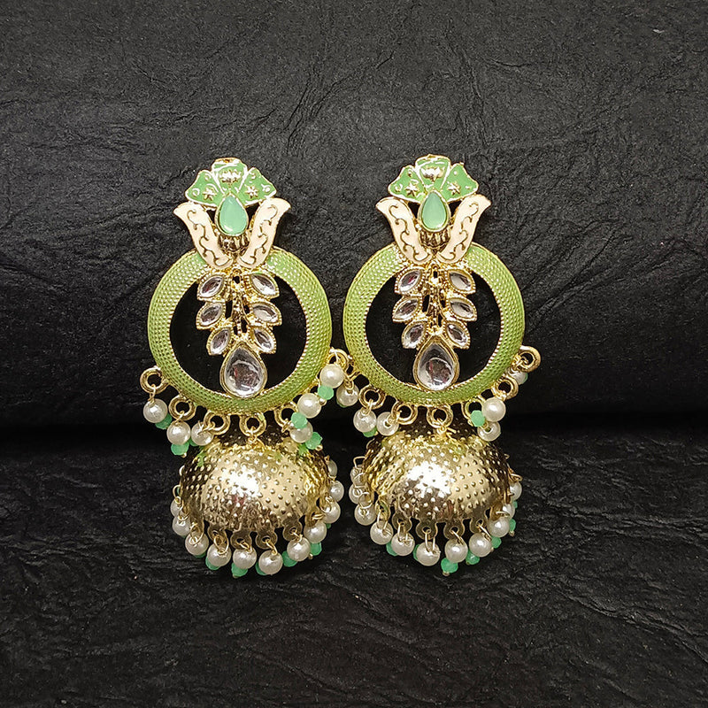 Darshana Jewels Gold Plated Meenakari Jhumki Earrings