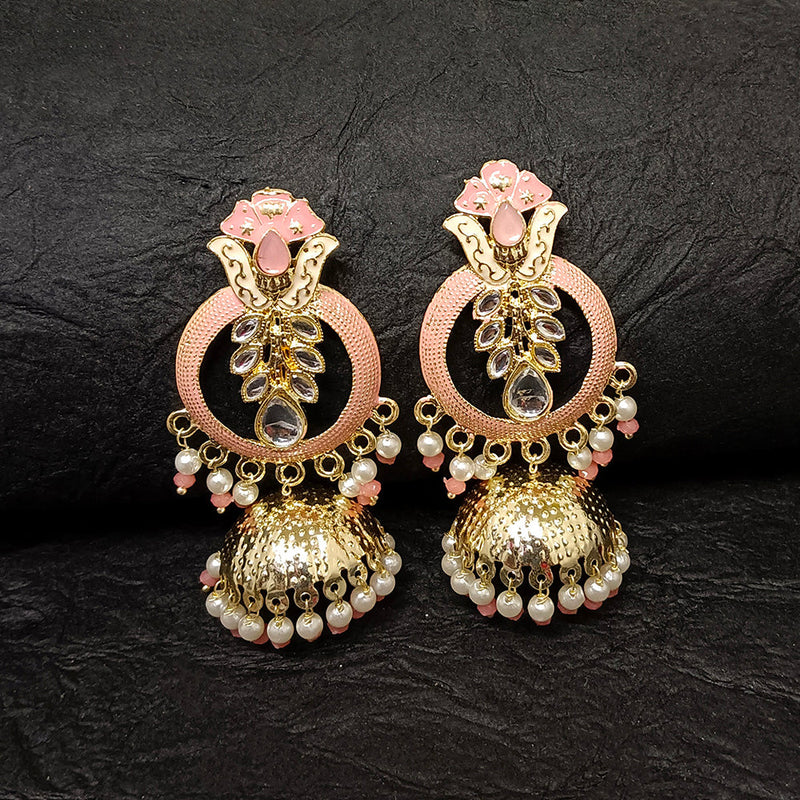 Darshana Jewels Gold Plated Meenakari Jhumki Earrings