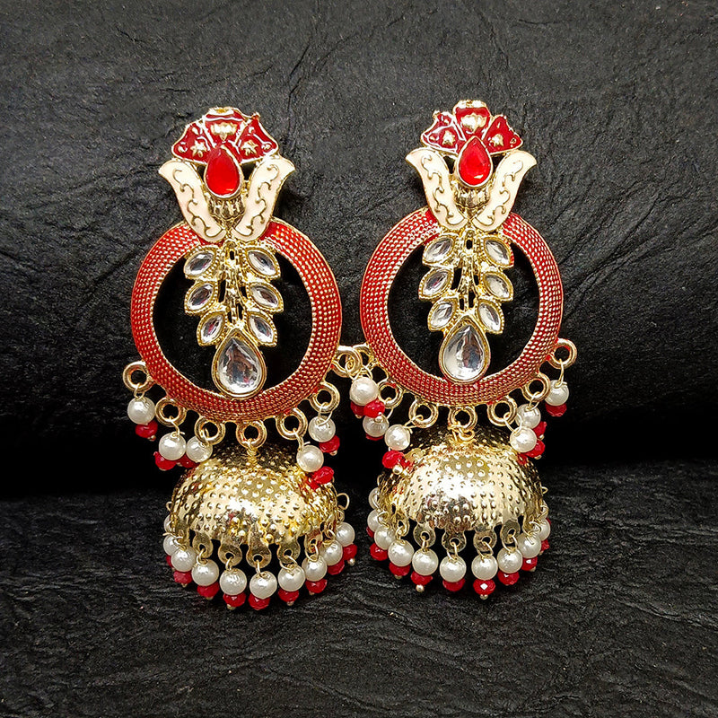 Darshana Jewels Gold Plated Meenakari Jhumki Earrings