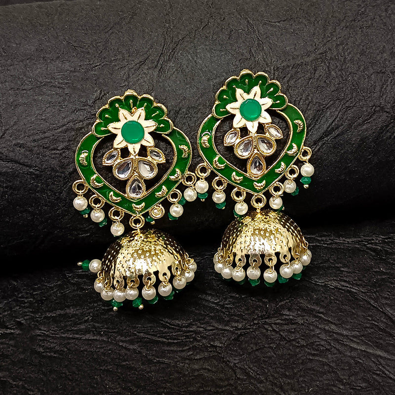 Darshana Jewels Gold Plated Meenakari Jhumki Earrings