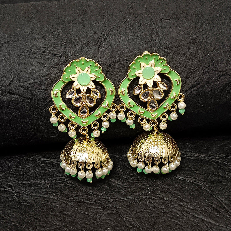 Darshana Jewels Gold Plated Meenakari Jhumki Earrings