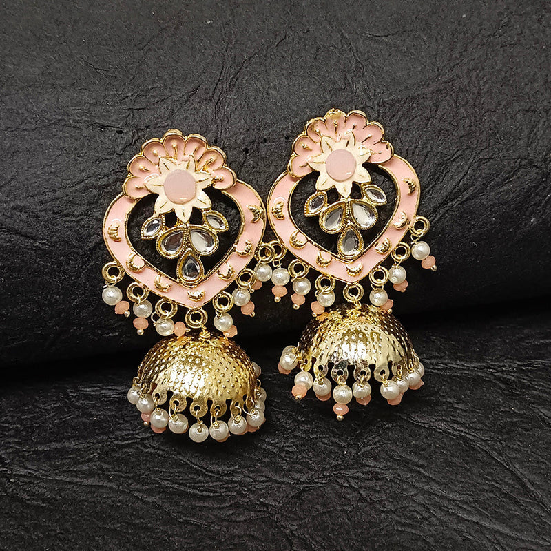 Darshana Jewels Gold Plated Meenakari Jhumki Earrings