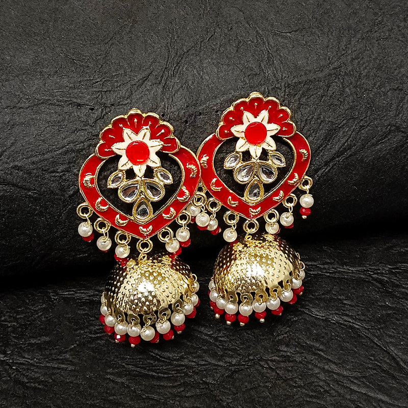 Darshana Jewels Gold Plated Meenakari Jhumki Earrings