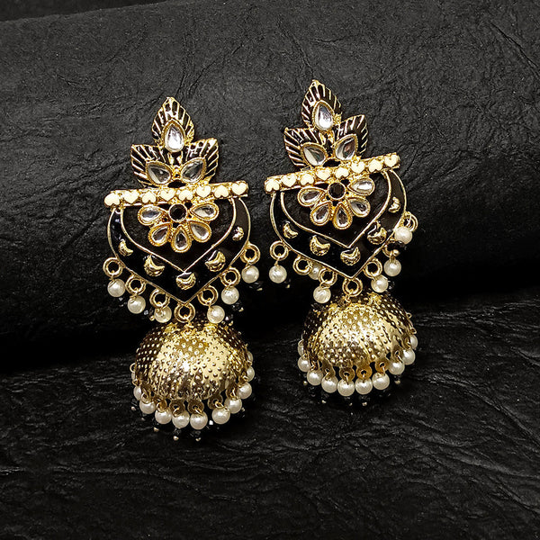 Darshana Jewels Gold Plated Meenakari Jhumki Earrings