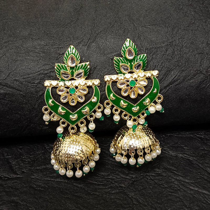 Darshana Jewels Gold Plated Meenakari Jhumki Earrings