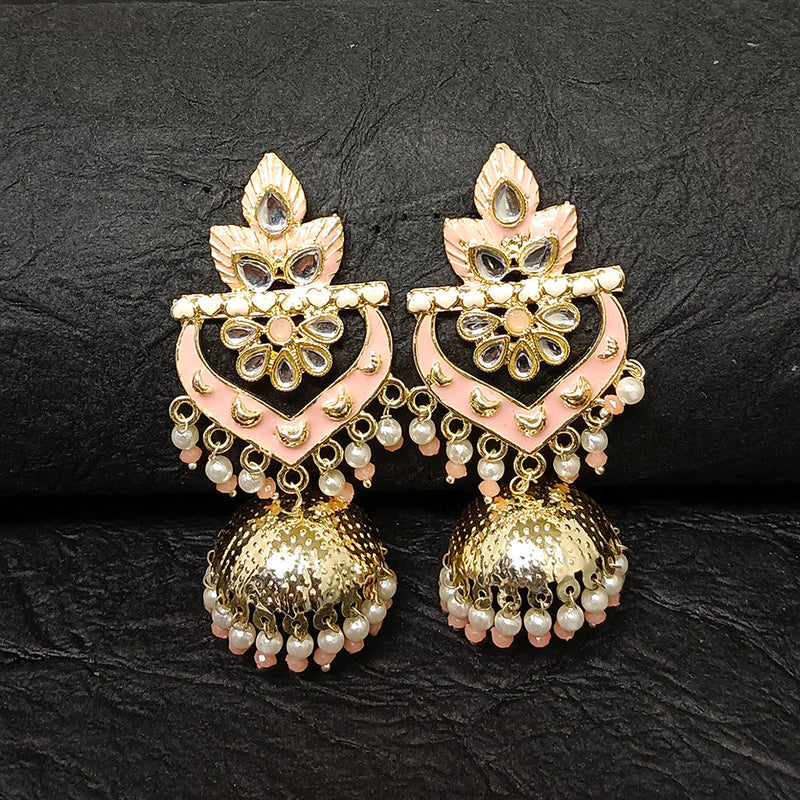 Darshana Jewels Gold Plated Meenakari Jhumki Earrings