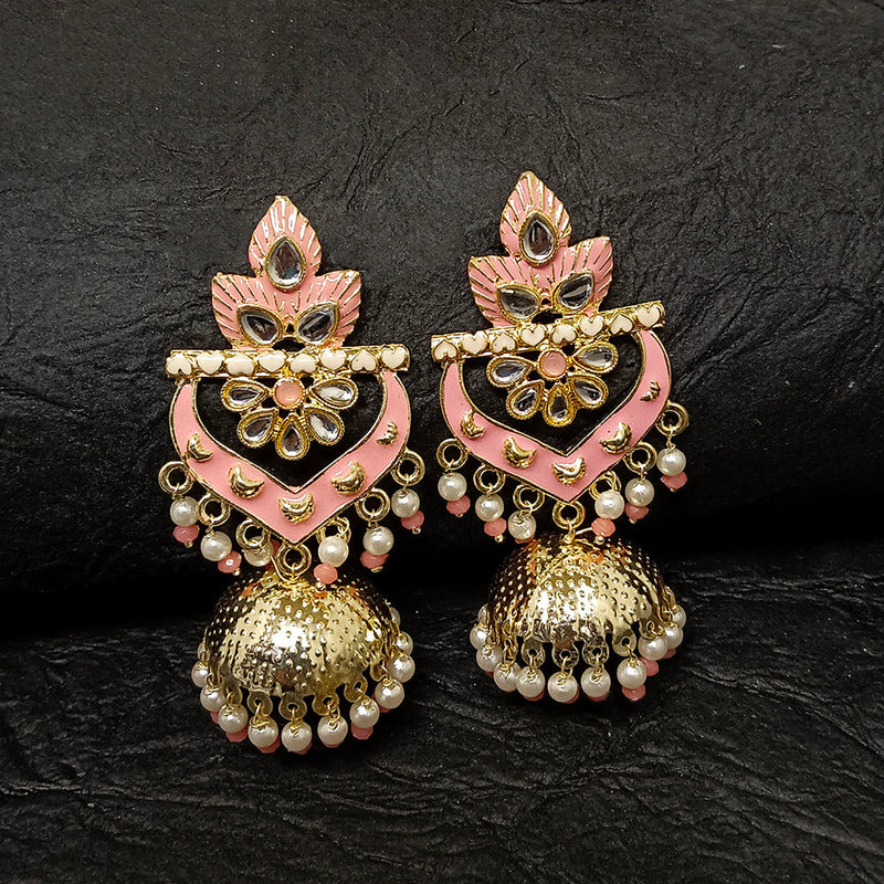 Darshana Jewels Gold Plated Meenakari Jhumki Earrings