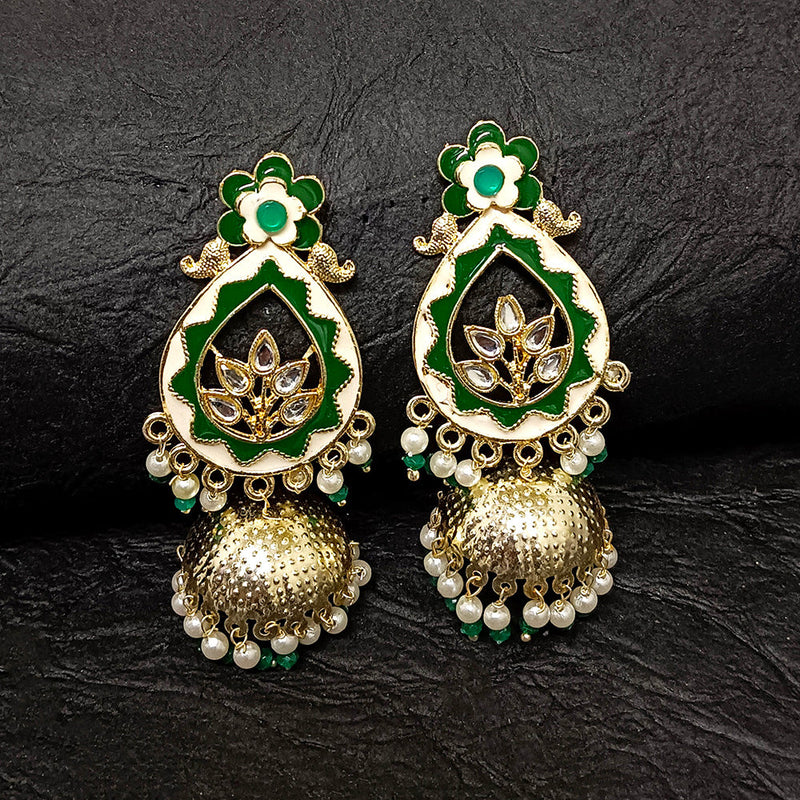 Darshana Jewels Gold Plated Meenakari Jhumki Earrings