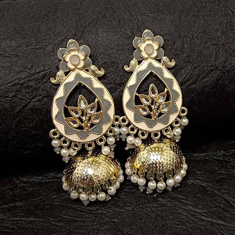 Darshana Jewels Gold Plated Meenakari Jhumki Earrings