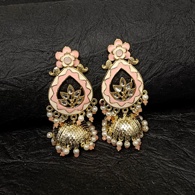 Darshana Jewels Gold Plated Meenakari Jhumki Earrings