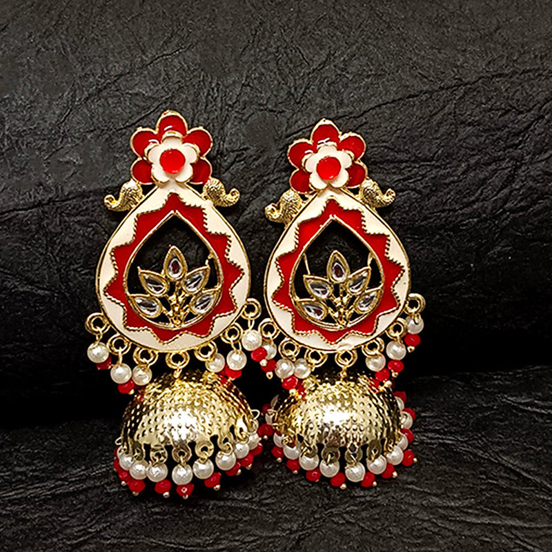 Darshana Jewels Gold Plated Meenakari Jhumki Earrings