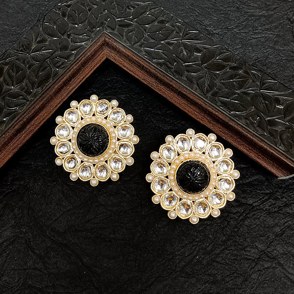 Darshana Jewels Gold Plated Kundan Stone Stud Earrings