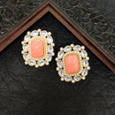 Darshana Jewels Gold Plated Kundan Stone Stud Earrings