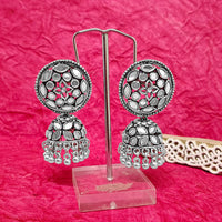 Darshana Jewels Oxidised Plated Mirror Work Jhumki Earrings