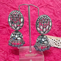 Darshana Jewels Oxidised Plated Mirror Work Jhumki Earrings