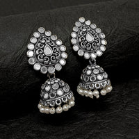 Darshana Jewels Oxidised Plated Jhumki Earrings