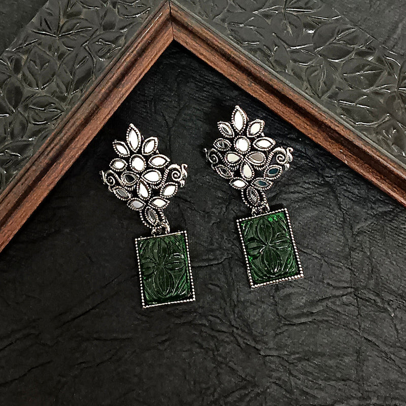 Darshana Jewels Oxidised Plated Mirror Work Earrings