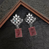 Darshana Jewels Oxidised Plated Mirror Work Earrings