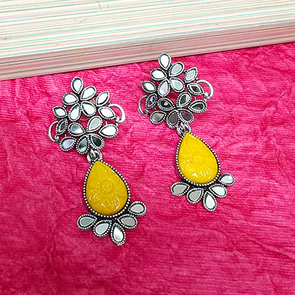 Darshana Jewels Oxidised Plated Mirror Work Earrings