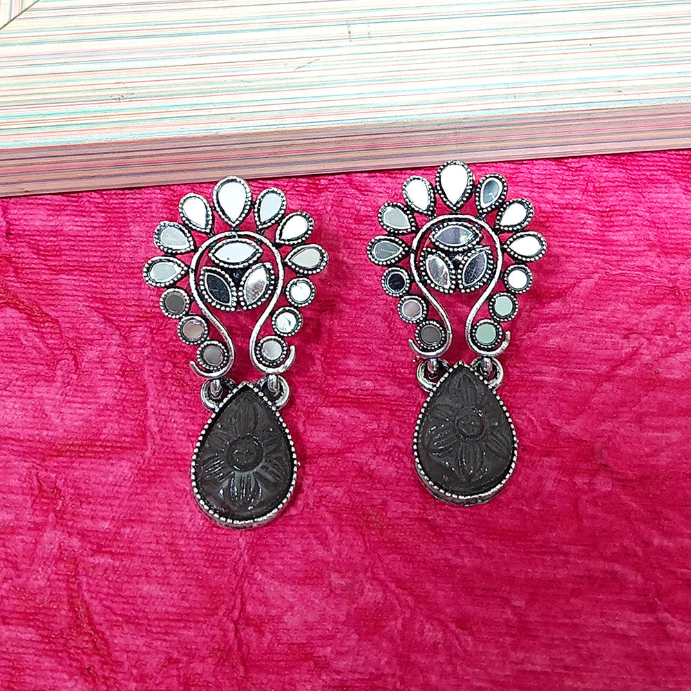 Darshana Jewels Oxidised Plated Mirror Work Earrings