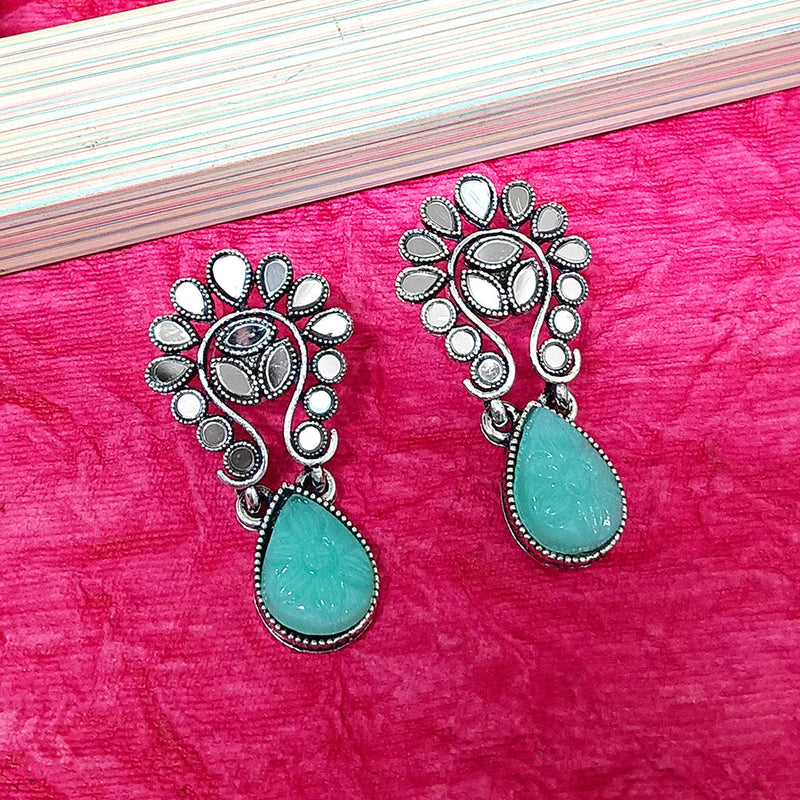 Darshana Jewels Oxidised Plated Mirror Work Earrings