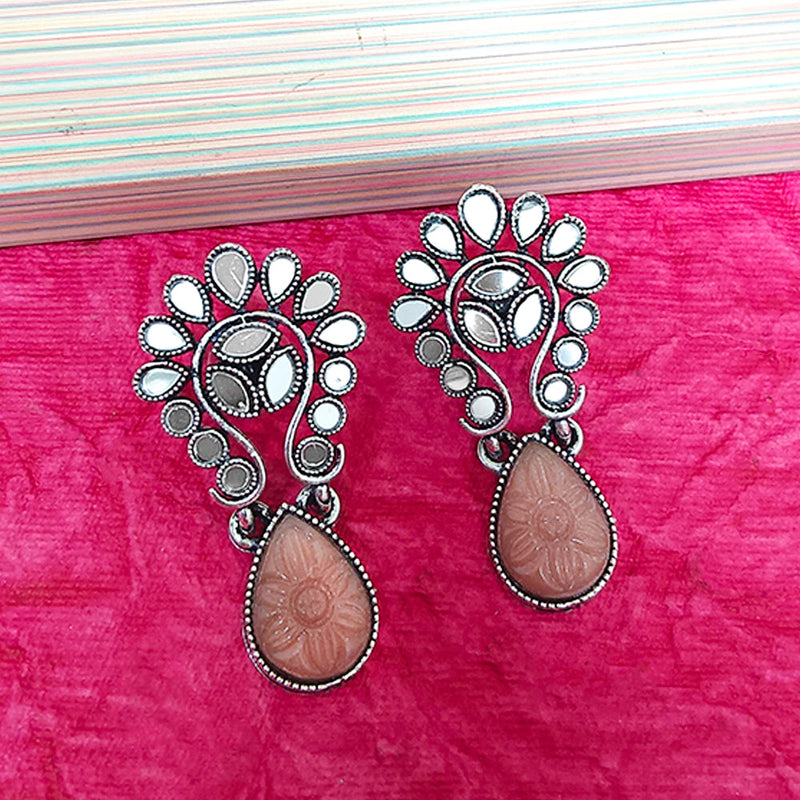 Darshana Jewels Oxidised Plated Mirror Work Earrings