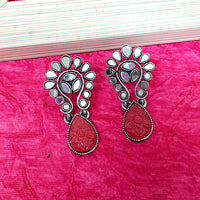 Darshana Jewels Oxidised Plated Mirror Work Earrings