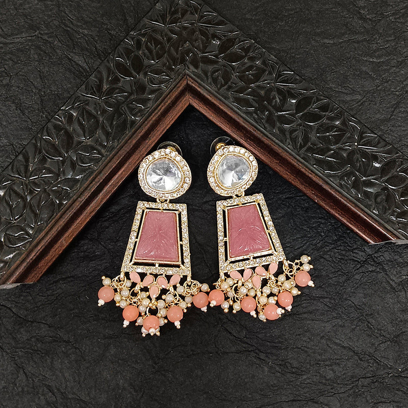 Darshana Jewels Gold Plated Crystal Stone Dangler Earrings