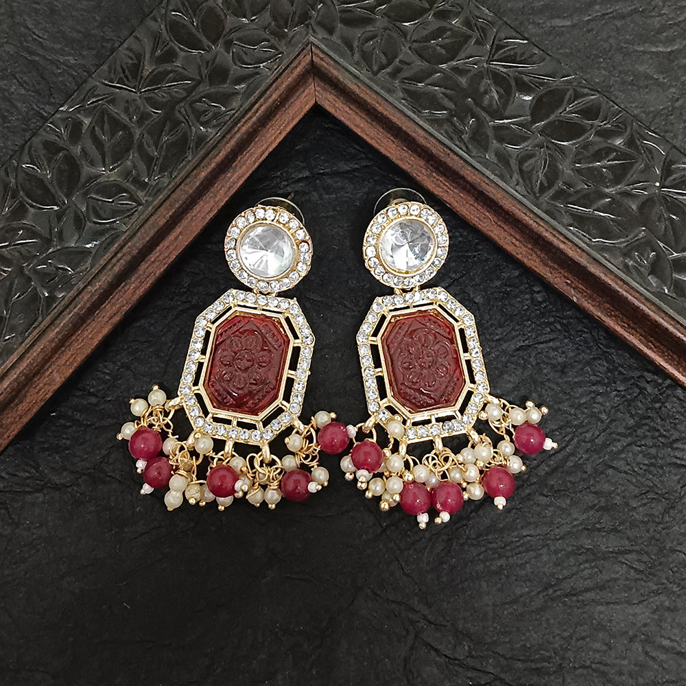 Darshana Jewels Gold Plated Crystal Stone Dangler Earrings