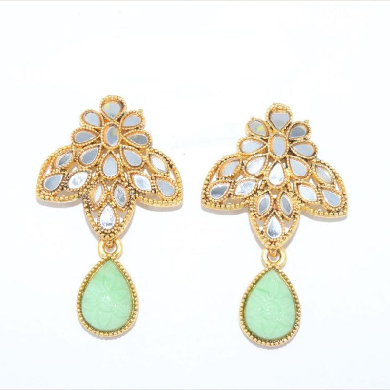 Corbeda Fashion Gold Plated Mirror Stone Dangler Earrings