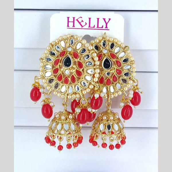 Corbeda Fashion Gold Plated Kundan Stone And Pearls Jhummki  Earrings