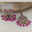 Corbeda Fashion Gold Plated Elegant Stone And Beads Jhumki Earrings With Maangtikka