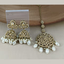 Corbeda Fashion Gold Plated Elegant Stone And Beads Jhumki Earrings With Maangtikka