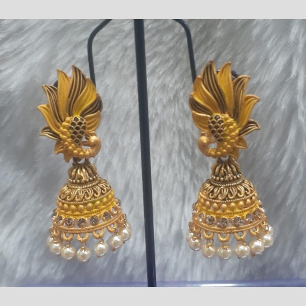 Infinity Jewels Gold Plated Crystal Stone And Meenakari Jhumki Earrings