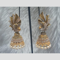 Infinity Jewels Gold Plated Crystal Stone And Meenakari Jhumki Earrings