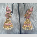 Infinity Jewels Gold Plated Crystal Stone And Meenakari Jhumki Earrings