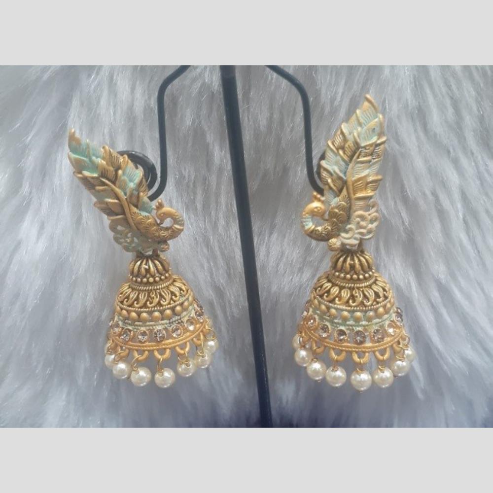 Infinity Jewels Gold Plated Crystal Stone And Meenakari Jhumki Earrings