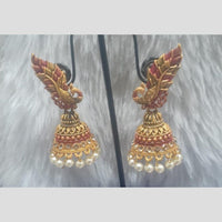 Infinity Jewels Gold Plated Crystal Stone And Meenakari Jhumki Earrings