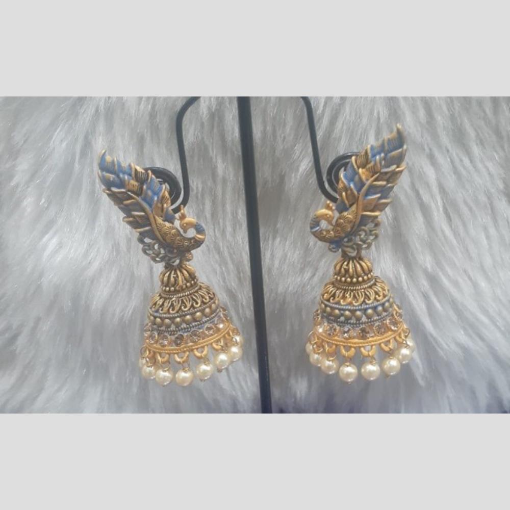 Infinity Jewels Gold Plated Crystal Stone And Meenakari Jhumki Earrings